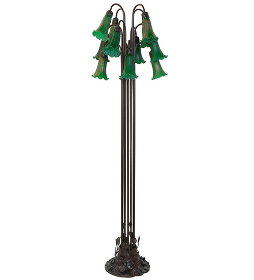 63" High Green Tiffany Pond Lily 12 Lt Floor Lamp