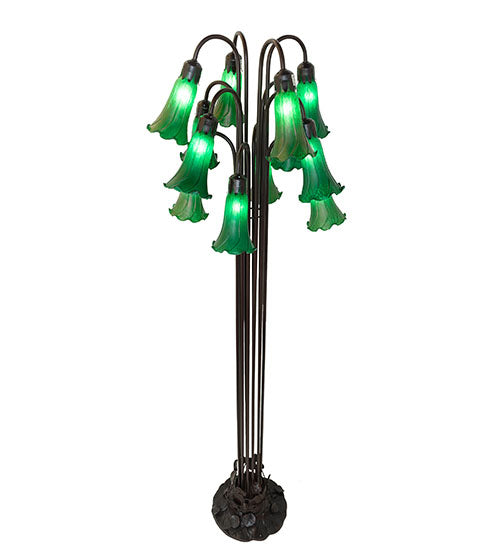 63" High Green Tiffany Pond Lily 12 Lt Floor Lamp