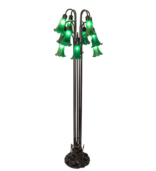 63" High Green Tiffany Pond Lily 12 Lt Floor Lamp