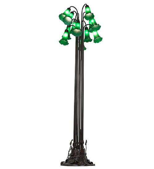 63" High Green Tiffany Pond Lily 12 Lt Floor Lamp