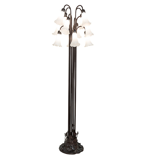 63" High White Tiffany Pond Lily 12 Lt Floor Lamp