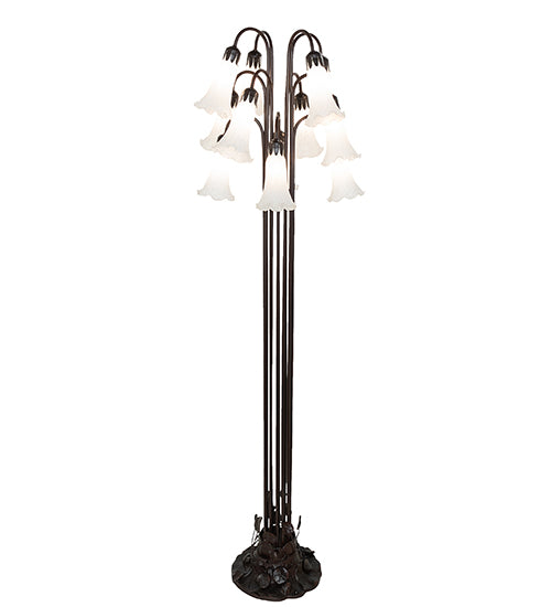 63" High White Tiffany Pond Lily 12 Lt Floor Lamp