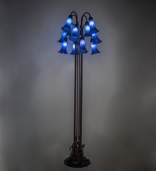 63" High Blue Tiffany Pond Lily 12 Lt Floor Lamp