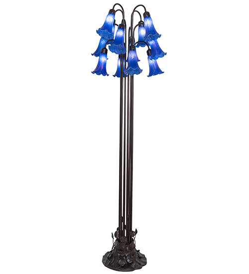 63" High Blue Tiffany Pond Lily 12 Lt Floor Lamp