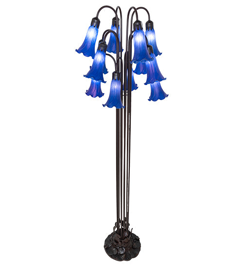 63" High Blue Tiffany Pond Lily 12 Lt Floor Lamp