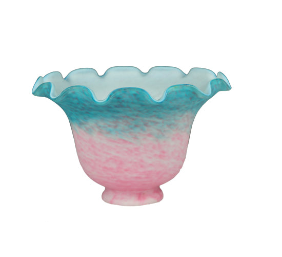 7" Wide Fluted Bell Pink And Teal Shade