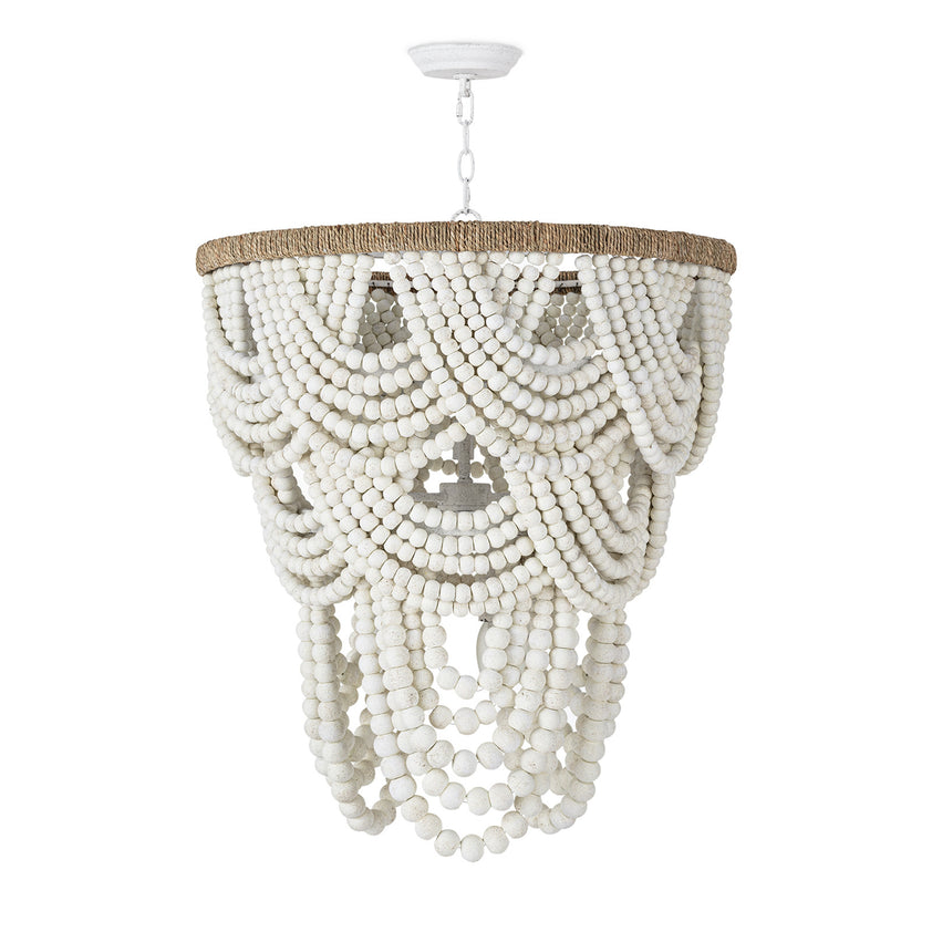 Lorelei Wood Bead Chandelier, White