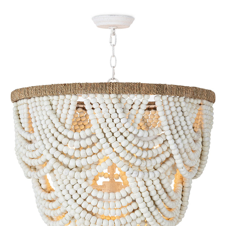 Lorelei Wood Bead Chandelier, White