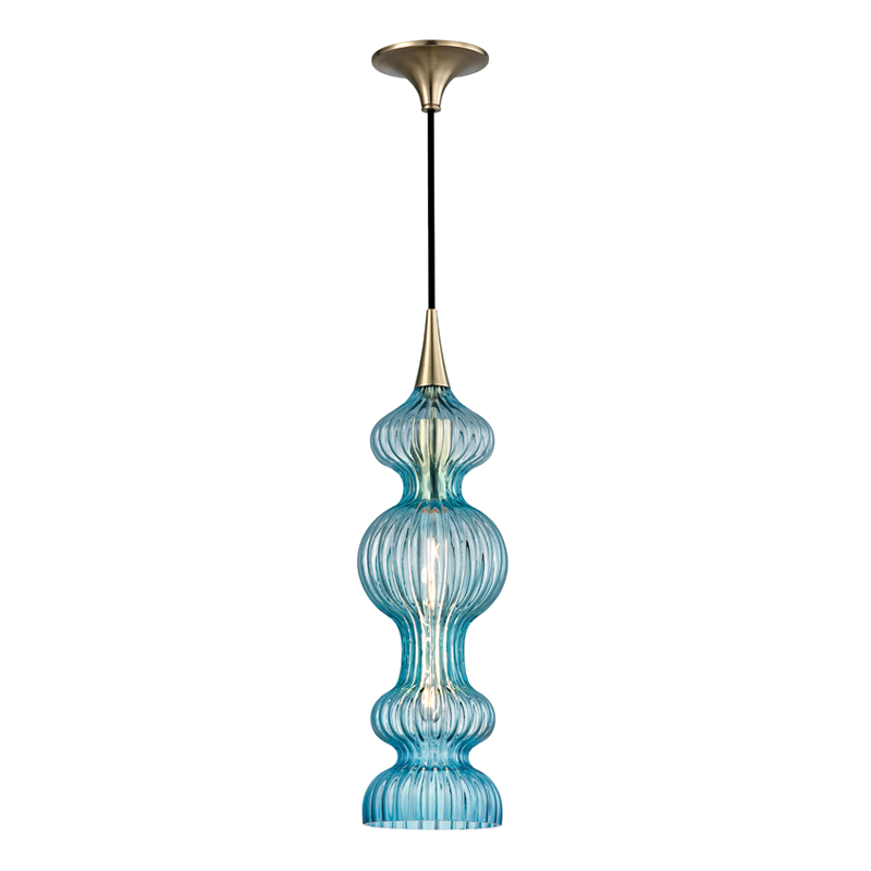 Pomfret Pendant Blue - Aged Brass