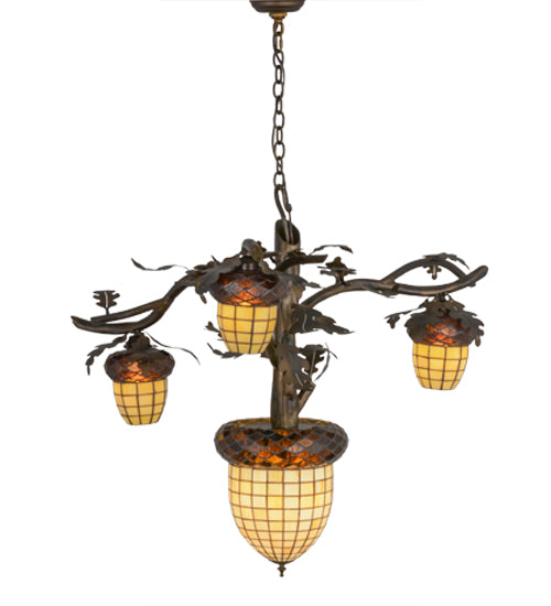 48" Wide Acorn Branch 4 Light Chandelier