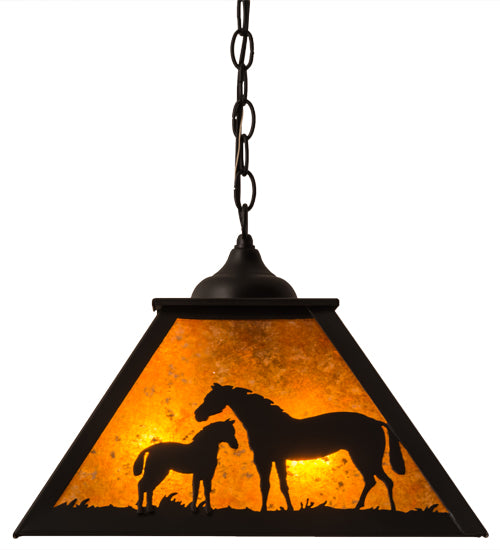 16"Sq Mare & Foal Pendant