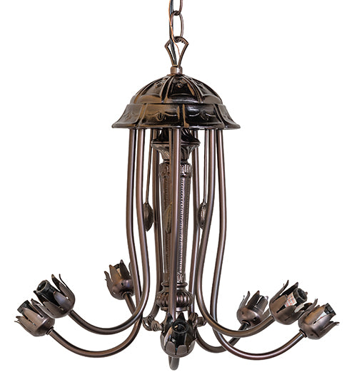 17"W Mahogany Bronze 7 Lt Chandelier Hardware