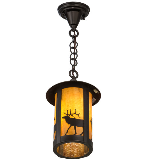 8" Wide Fulton Lone Elk Pendant