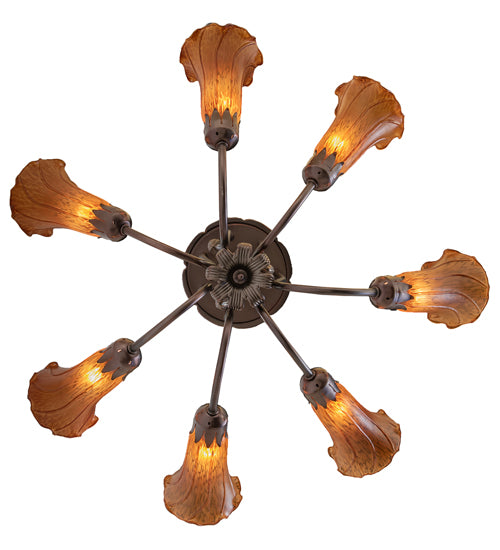 24" Wide Amber Tiffany Pond Lily 7 Light Chandelier