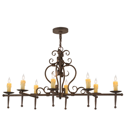 48" Long Monica 8 Light Oblong Chandelier