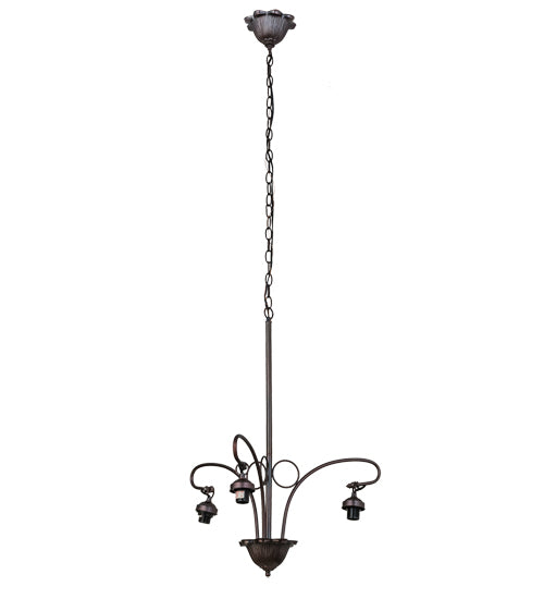 24"W Tiffany Jeweled Peacock 3 Lt Chandelier