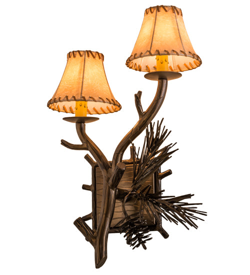 12" Wide Lone Pine 2 Light Left Wall Sconce