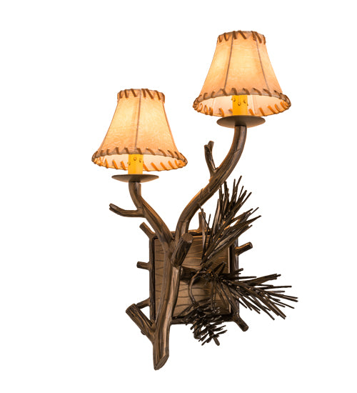 12" Wide Lone Pine 2 Light Left Wall Sconce