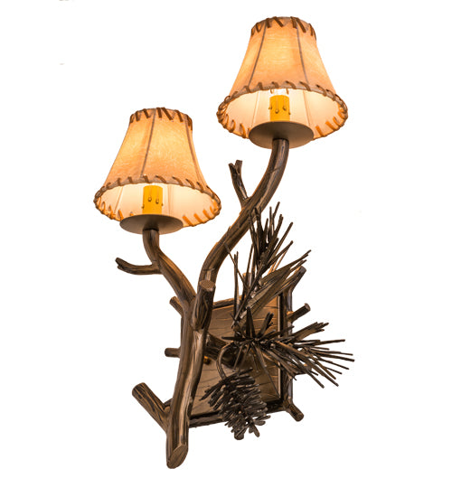 12" Wide Lone Pine 2 Light Left Wall Sconce