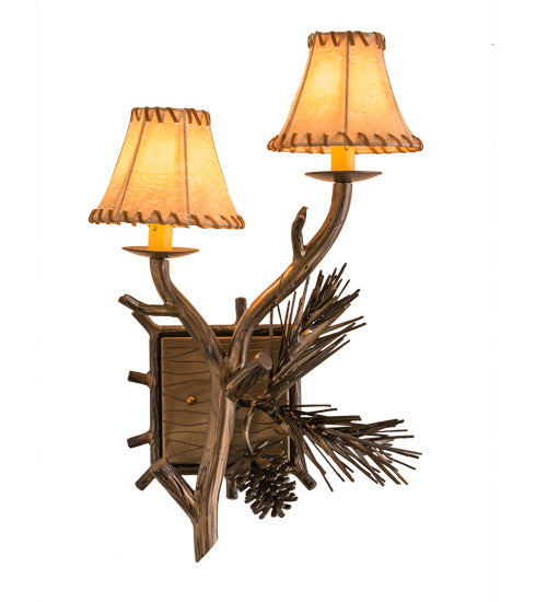 12" Wide Lone Pine 2 Light Left Wall Sconce