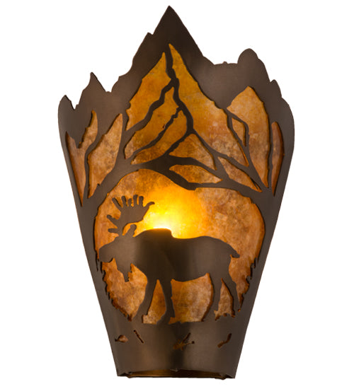 8.5" Wide Moose At Dawn Left Wall Sconce