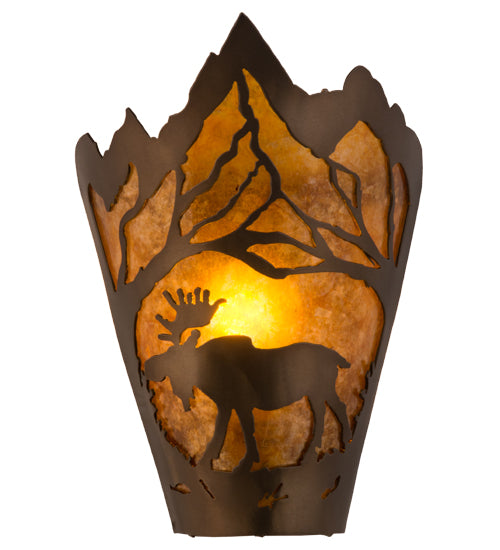 8.5" Wide Moose At Dawn Left Wall Sconce