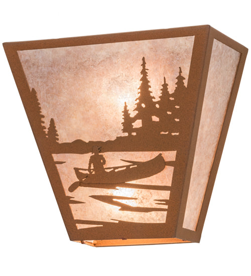 13" Wide Canoe At Lake Wall Sconce