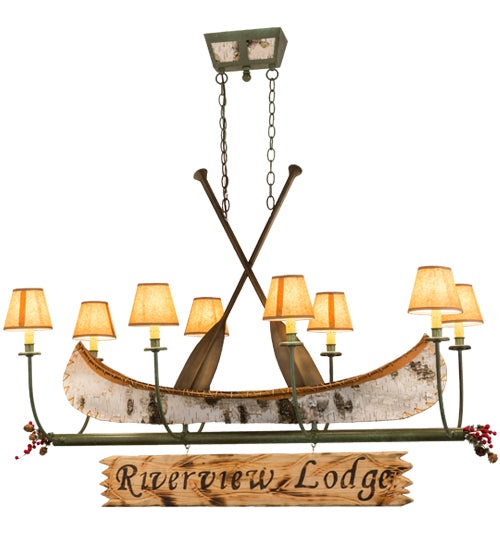 52"L Personalized Canoe 8 Lt Oblong Chandelier