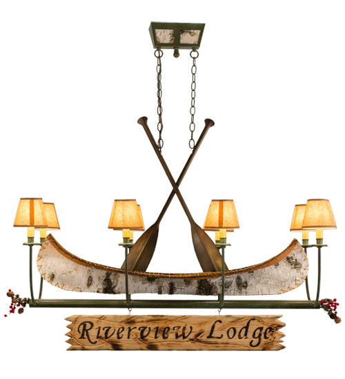 52"L Personalized Canoe 8 Lt Oblong Chandelier