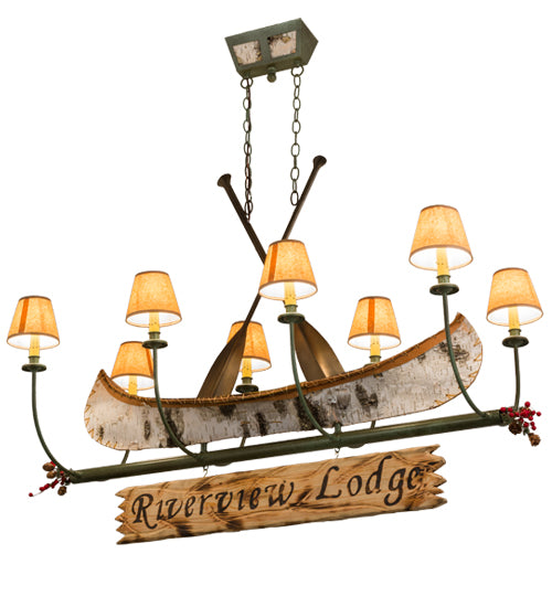 52"L Personalized Canoe 8 Lt Oblong Chandelier