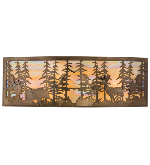 36"W Tall Pines W/Bear & Deer Wall Sconce