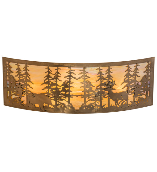 36"W Tall Pines W/Bear & Deer Wall Sconce