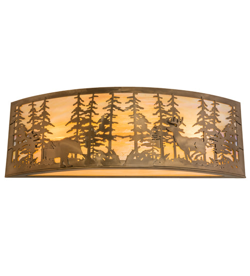 36"W Tall Pines W/Bear & Deer Wall Sconce