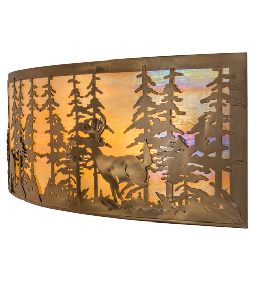 36"W Tall Pines W/Bear & Deer Wall Sconce