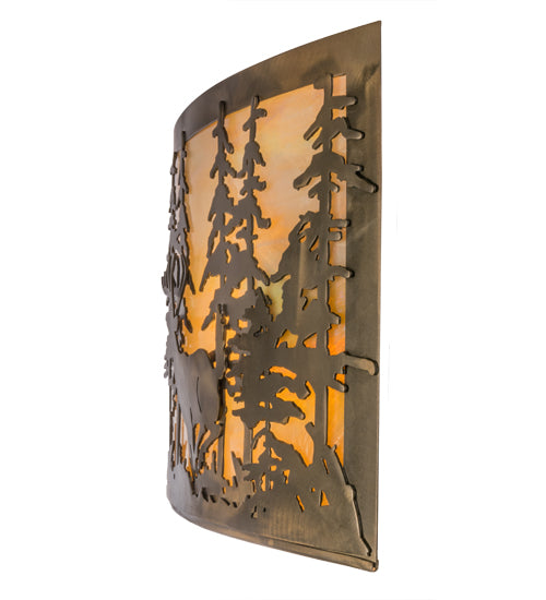 36"W Tall Pines W/Bear & Deer Wall Sconce