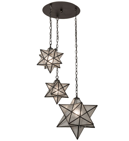 26" Wide Moravian Star 3 Lt Cascading Pendant