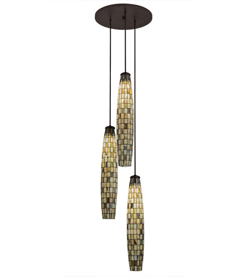 24" Wide Checkers 3 Light Cascading Pendant