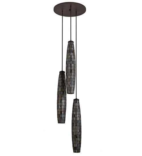 24" Wide Checkers 3 Light Cascading Pendant