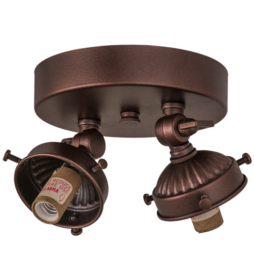 5" Wide Mahogany Bronze 2 Lt Flushmount Hardware