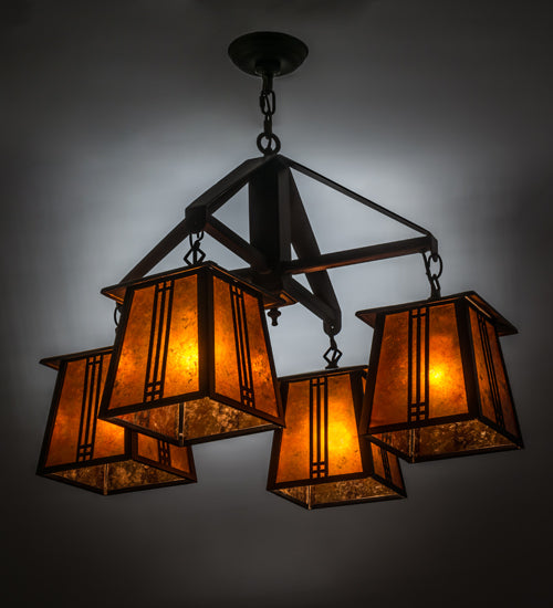 28"W Prairie Loft 4 Lt Chandelier