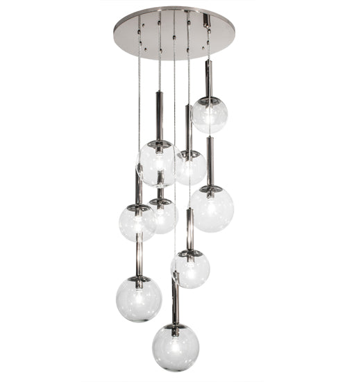 28"W Bola Piston 9 Lt Cascading Pendant