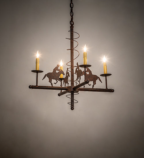 26" Wide Cowboy 4 Light Chandelier