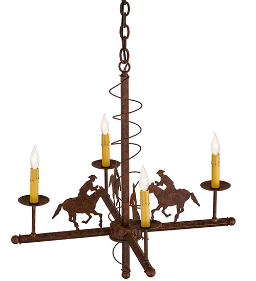 26" Wide Cowboy 4 Light Chandelier