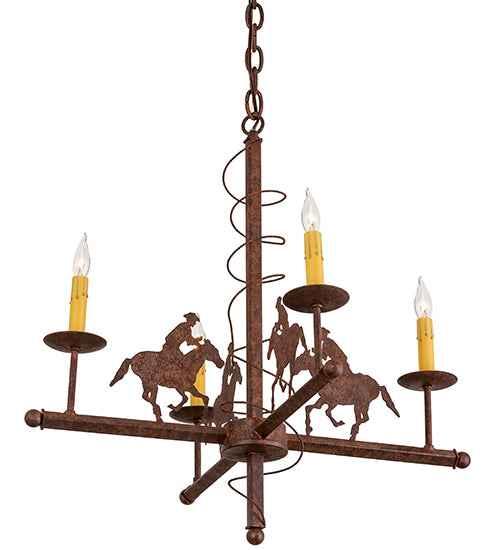 26" Wide Cowboy 4 Light Chandelier