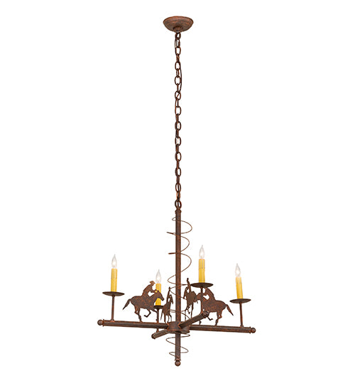 26" Wide Cowboy 4 Light Chandelier