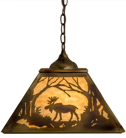 16"Sq Moose At Dawn Pendant