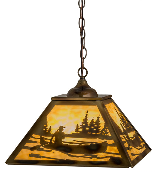 16" Square Canoe At Lake Pendant