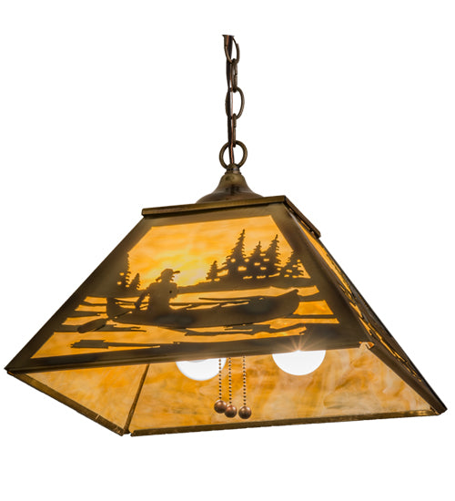 16" Square Canoe At Lake Pendant