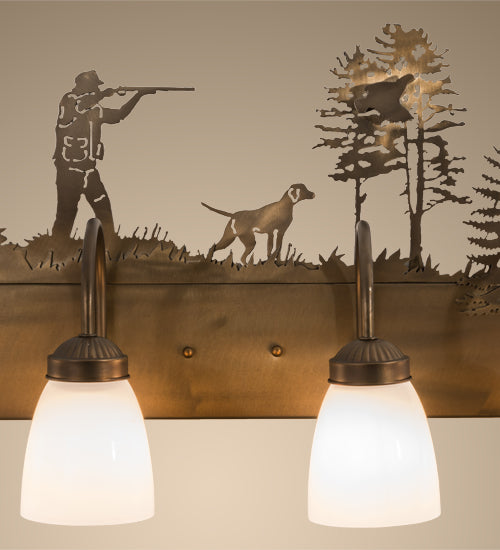 29" Wide Quail Hunter W/Dog 4 Light Vanity Light