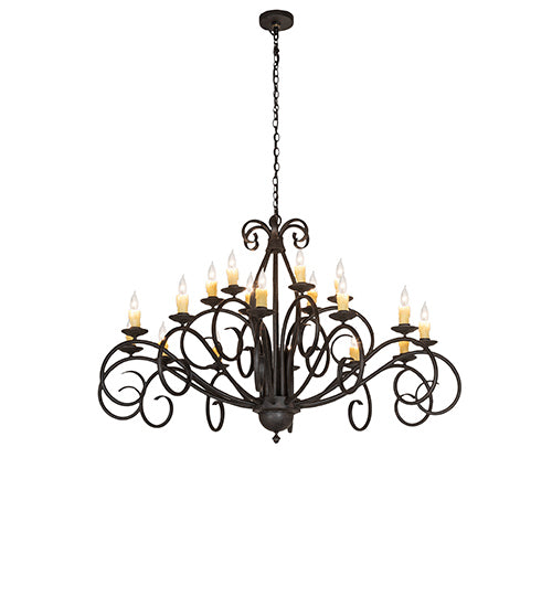 60" Wide Sienna 18 Lt Two Tier Chandelier